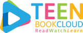 Teen Book Cloud read watch learn with colorful letters and triangles