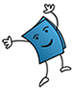 Blue book with waving hands