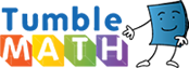 Blue book with waving hands and the words tumble math