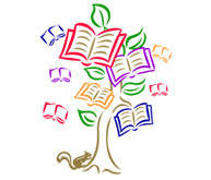 Colorful tree with books as leaves, some leaves are falling, includes the words 1000 books before kindergarten