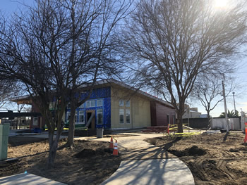 The exterior walls of the new Empire Library.