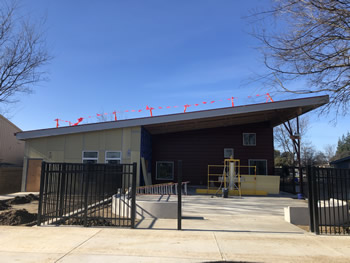 The exterior walls of the new Empire Library.