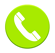 White telephone handset in a lime green circle background.