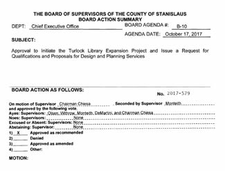 Thumbnail image of the first page of the October 17, 2017 Stanislaus County Board of Supervisors board agenda item