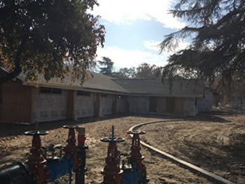 The exterior of the library with the building paper.