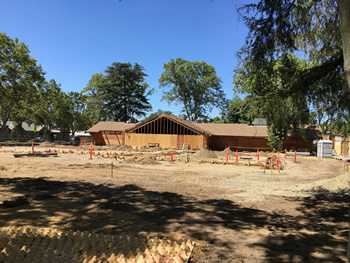 Forms being made to lay the concrete for the construction of the new additon to the library.