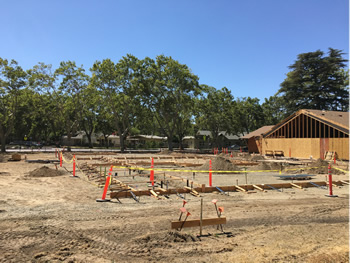 Forms being made to lay the concrete for the construction of the new additon to the library.