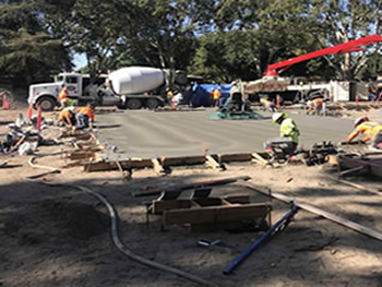 Foundation being poured for the new additon to the library.